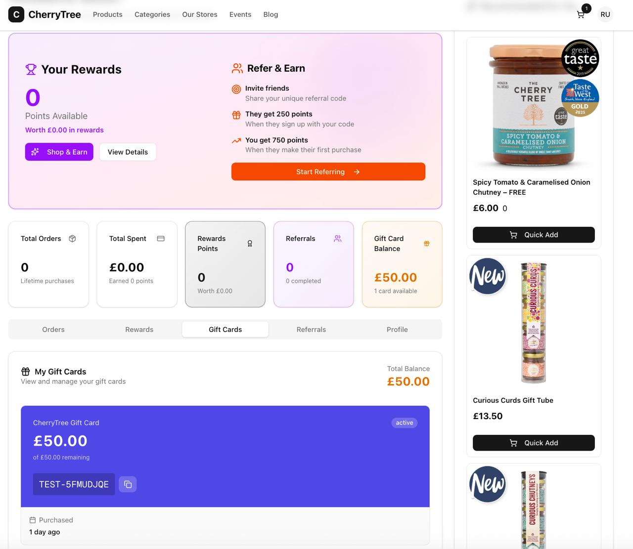 Account Page screenshot