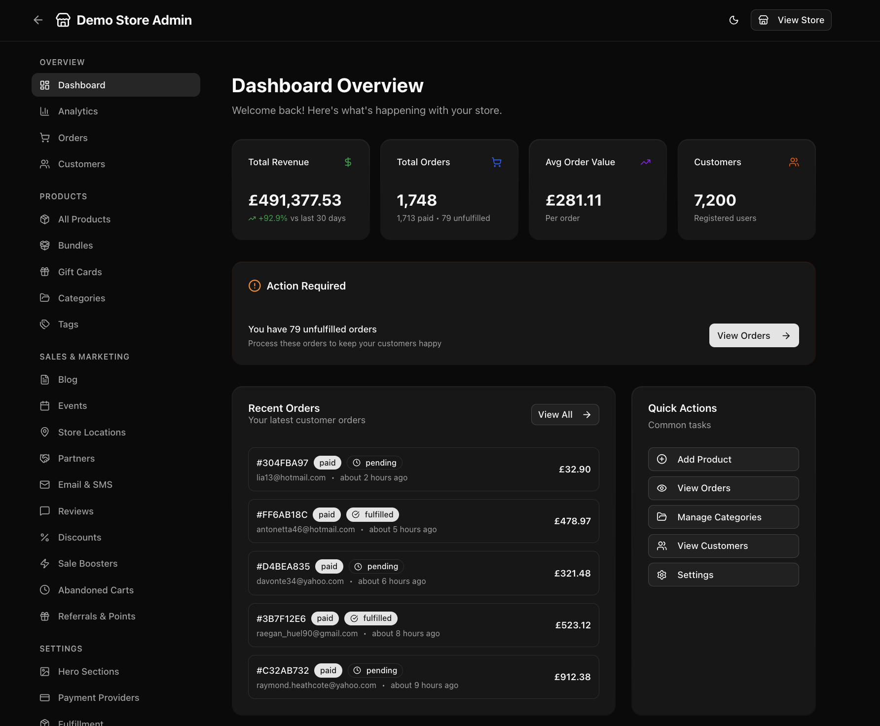 Dashboard screenshot
